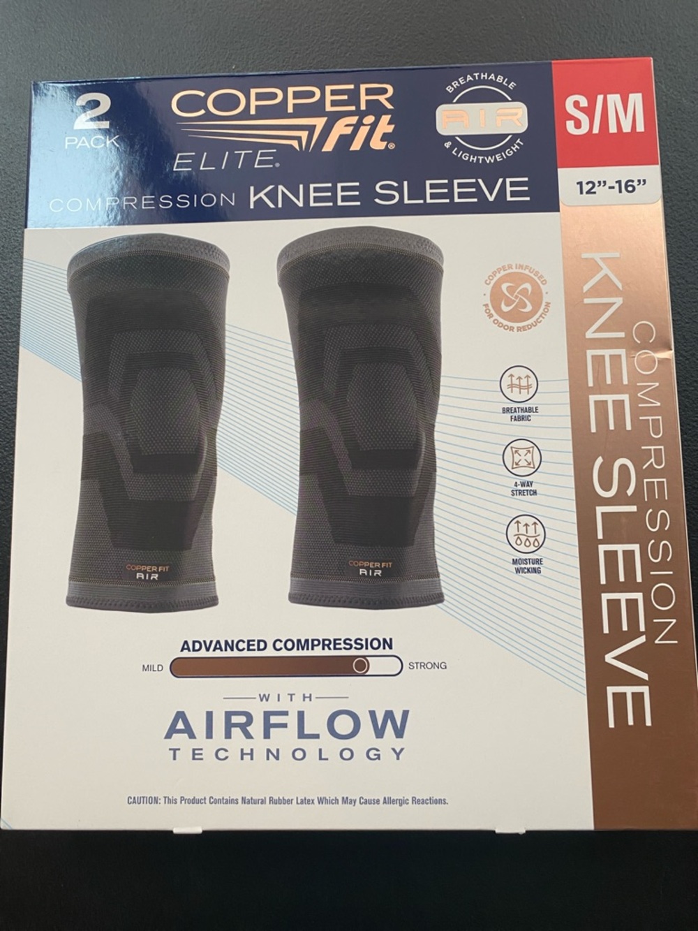 Elite Compression Knee Sleeve 2-Pack - Black (S/M) NIB